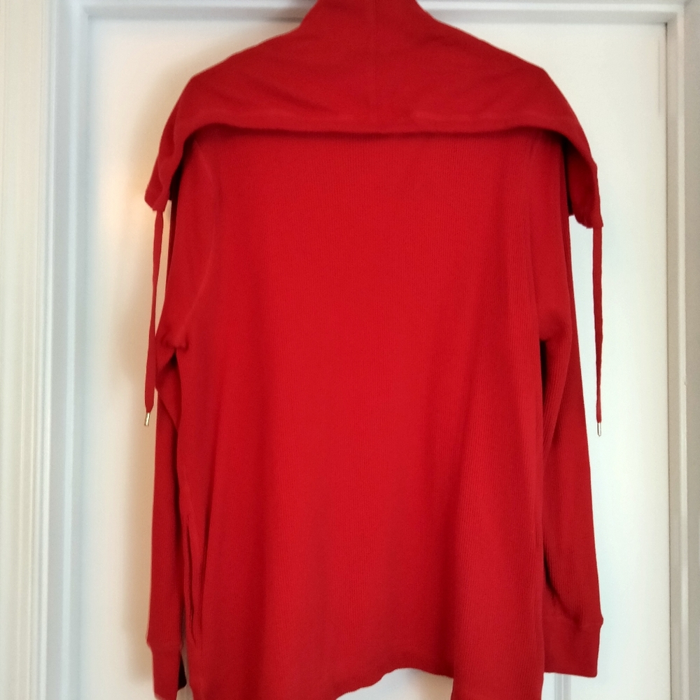 NWT L Ralph Lauren Red Waffle Knit Open Jacket - Picture 2 of 13